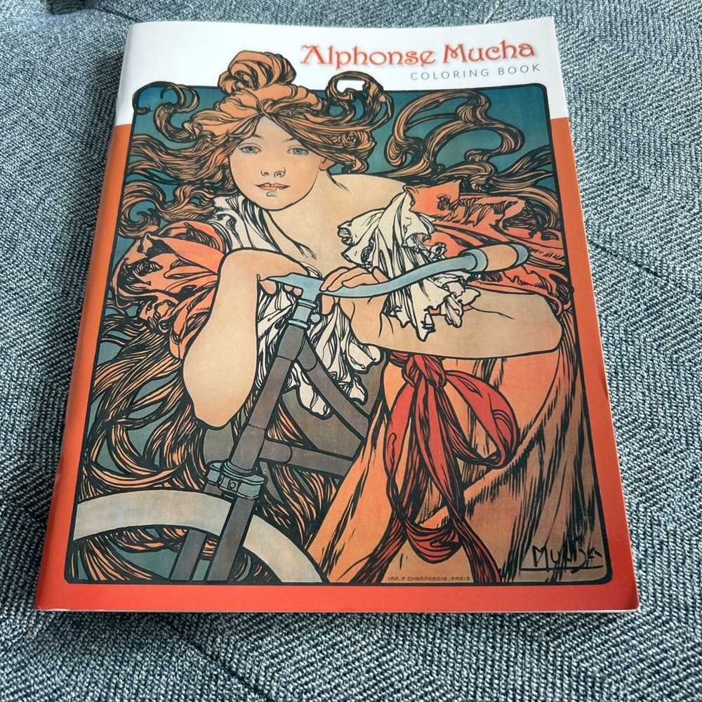 Alphonse Mucha  Pomegranate Art Nouveau Style Coloring Book - 22 Drawings